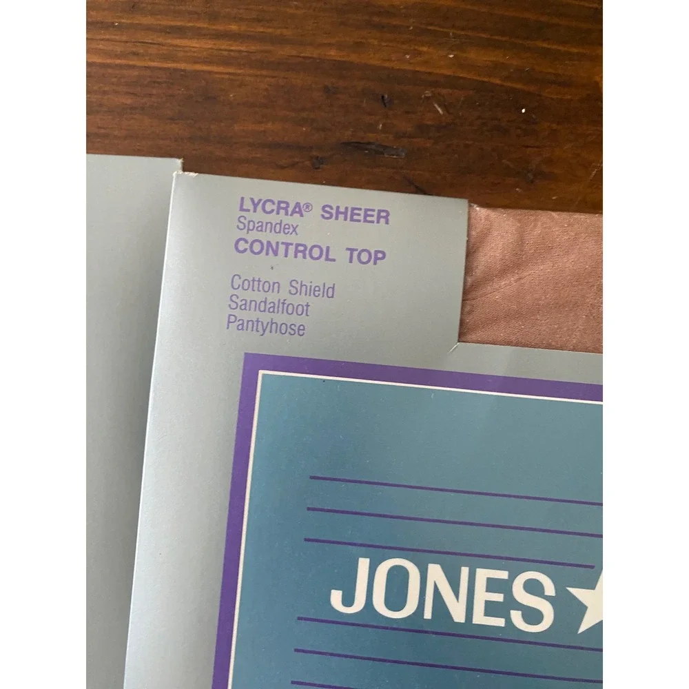 2 Pack Jones Wear Pantyhose Tall Soft Beige Lycra Sheer Control Top Sandalfoot